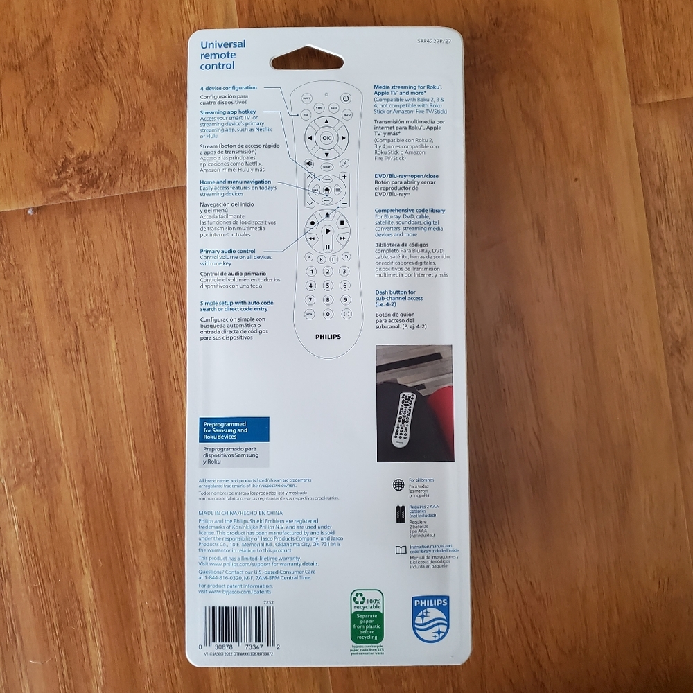 Philips Remote Control Universal Remote Control 4 devices NIB - Picture 2 of 4